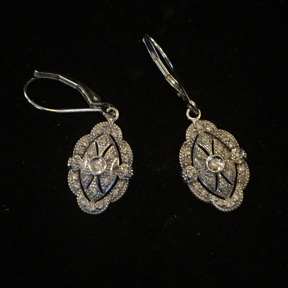 Earrings with silver & crystals
